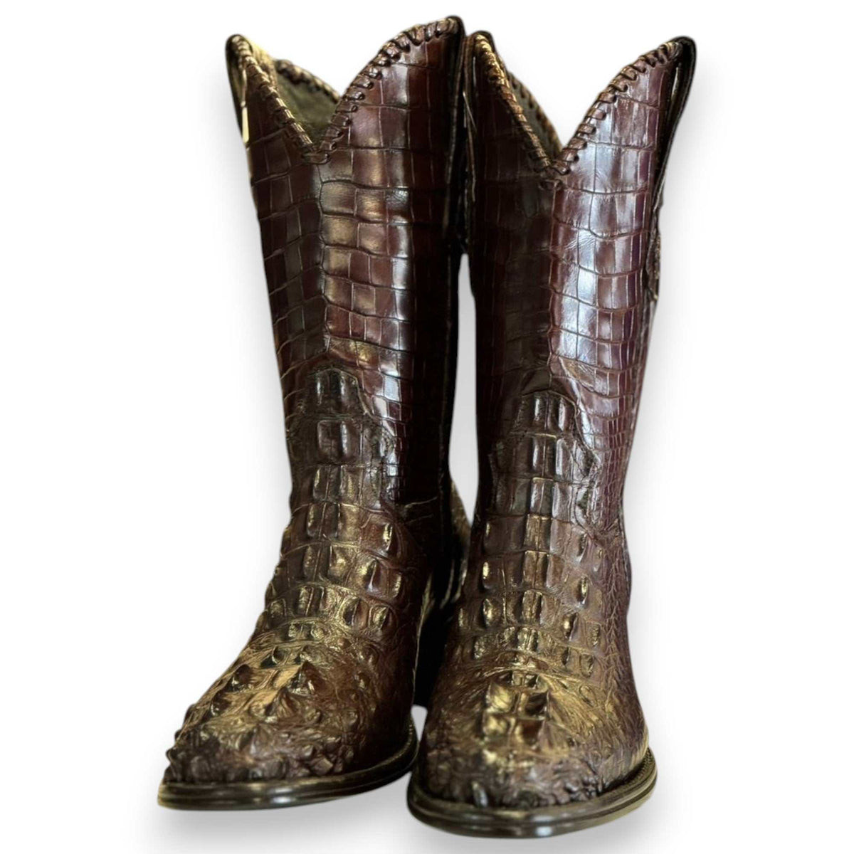Men's El Malcreado Tobacco Genuine American Alligator Hornback Boots Handmade
