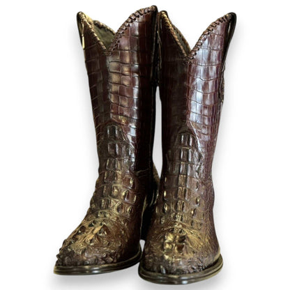 Men's El Malcreado Tobacco Genuine American Alligator Hornback Boots Handmade