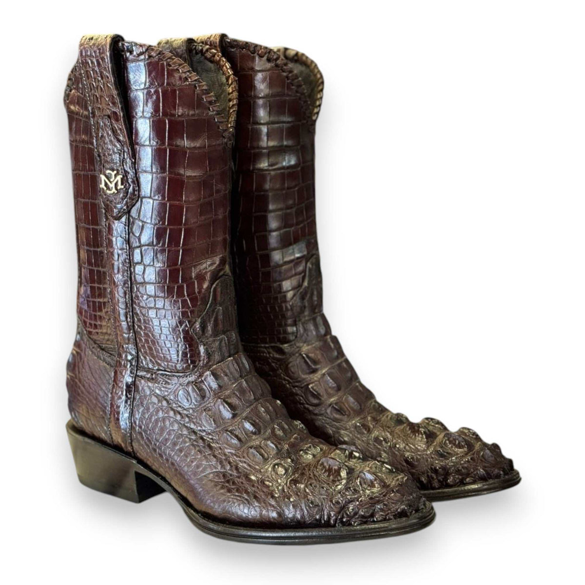 Men's El Malcreado Tobacco Genuine American Alligator Hornback Boots Handmade