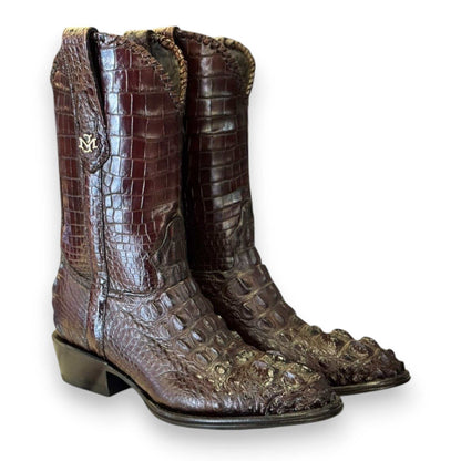 Men's El Malcreado Tobacco Genuine American Alligator Hornback Boots Handmade