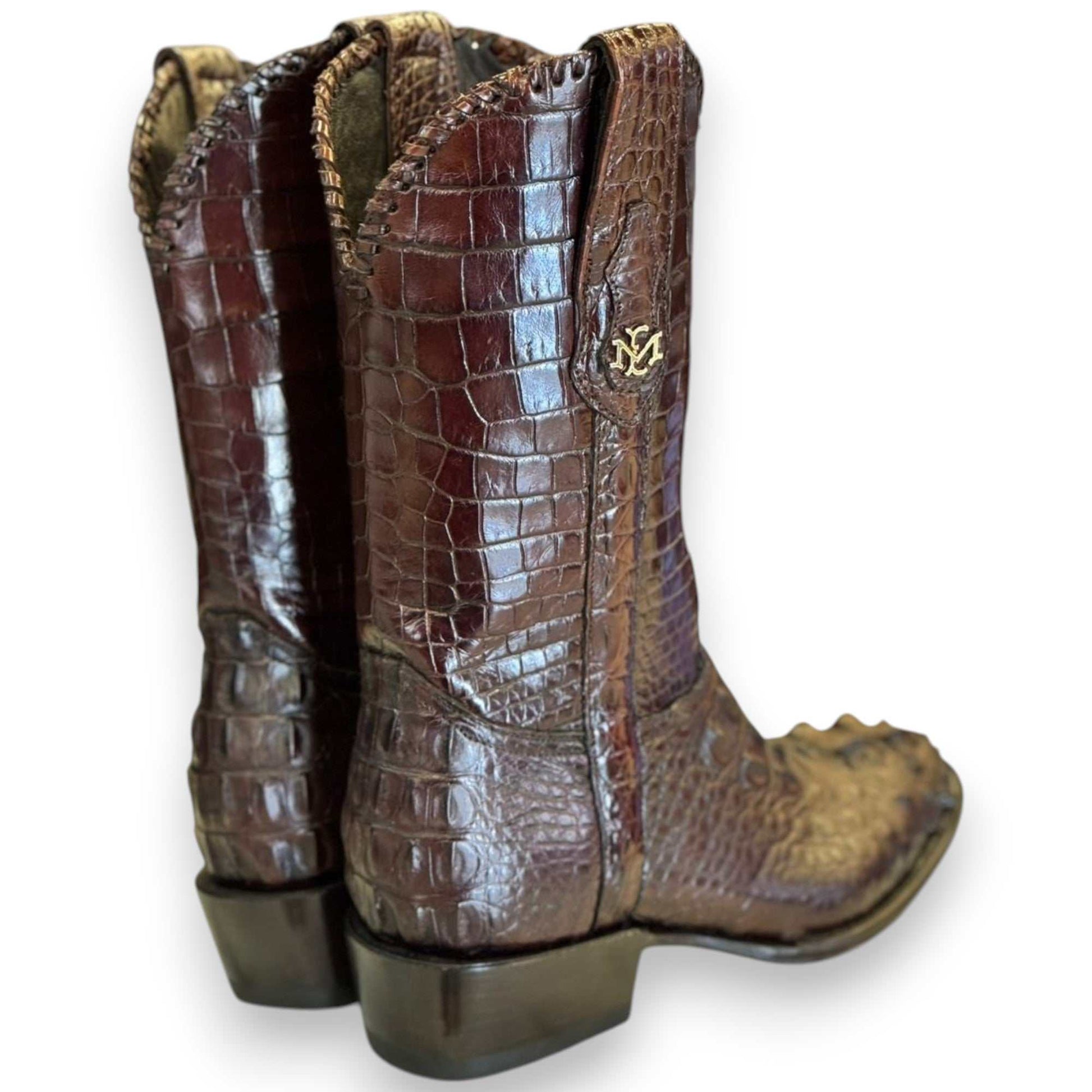 Men's El Malcreado Tobacco Genuine American Alligator Hornback Boots Handmade