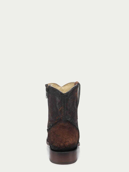 Men's Corral Brown Genuine Leather Boots with Embroidery, brown leather cowboy boot with dark stitched shaft and pull tab