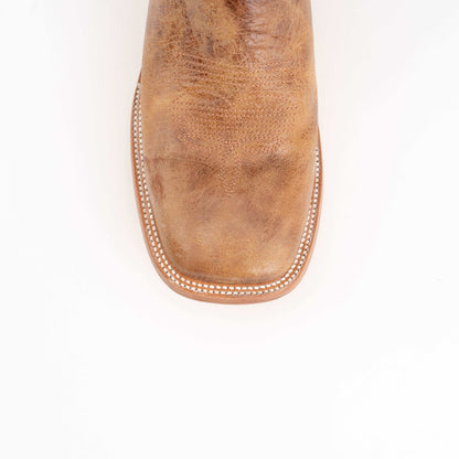 Men's Ferrini Maddox Leather Boots with an antique saddle brown leather vamp and square toe with contrast stitching