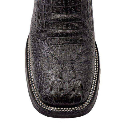Men's Ferrini Stampede Caiman Crocodile PRINT Boots in black with textured crocodile-print leather and a square toe