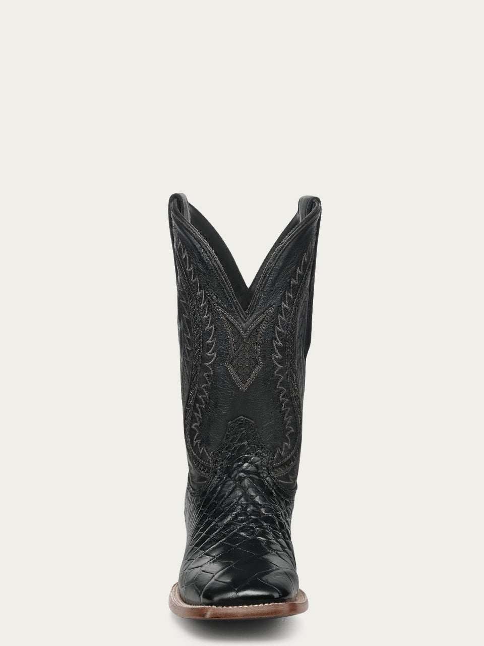 Men's Corral Black Genuine American Alligator Boots with Embroidery featuring black alligator leather, detailed western embroidery, and wide square toe