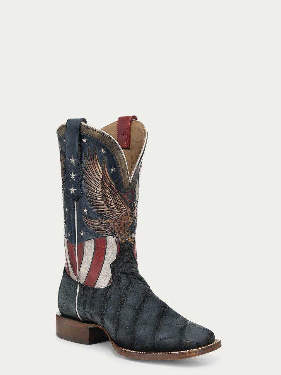 Men's Corral Boots Liberty Eagle Blue Genuine American Alligator Boots Handmade