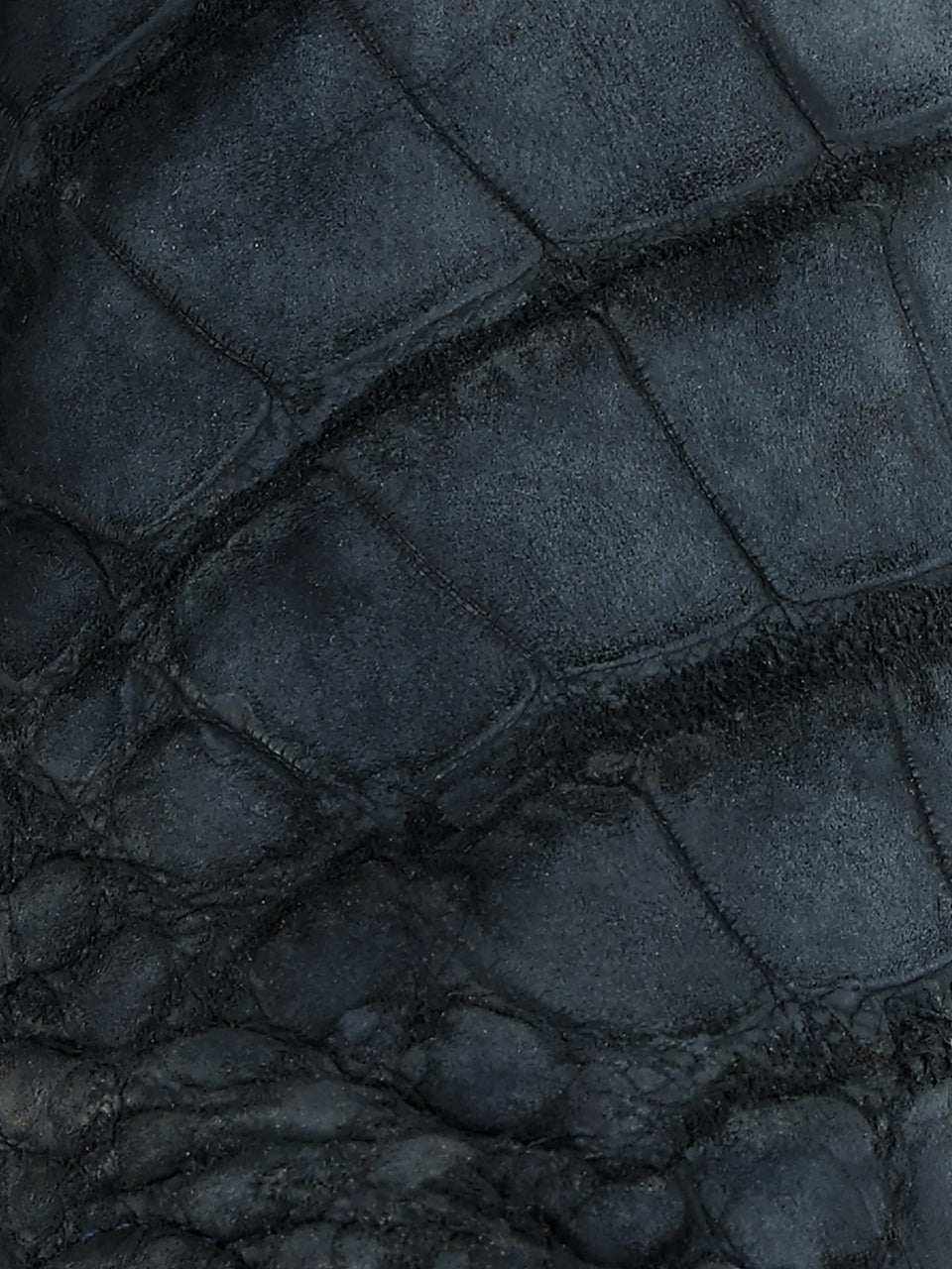 Men's Corral Boots featuring blue genuine American alligator leather vamp with distinctive Nobuk finish texture
