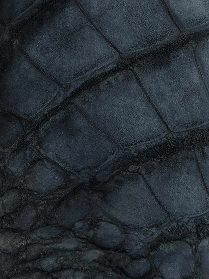 Men's Corral Boots featuring blue genuine American alligator leather vamp with distinctive Nobuk finish texture