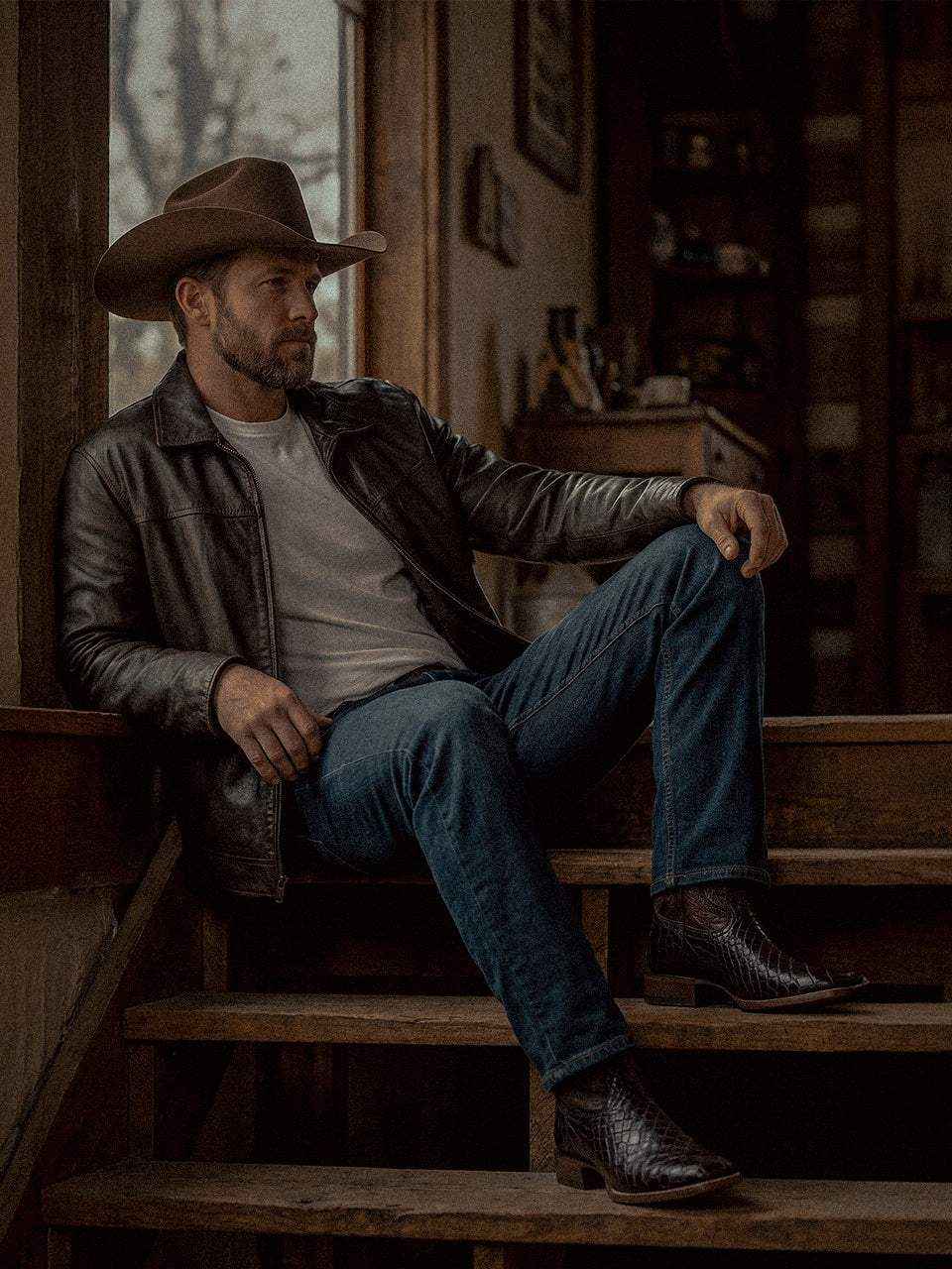 Men's Corral Brown Genuine American Alligator Boots with rich brown alligator leather, inlay and embroidery, wide square toe