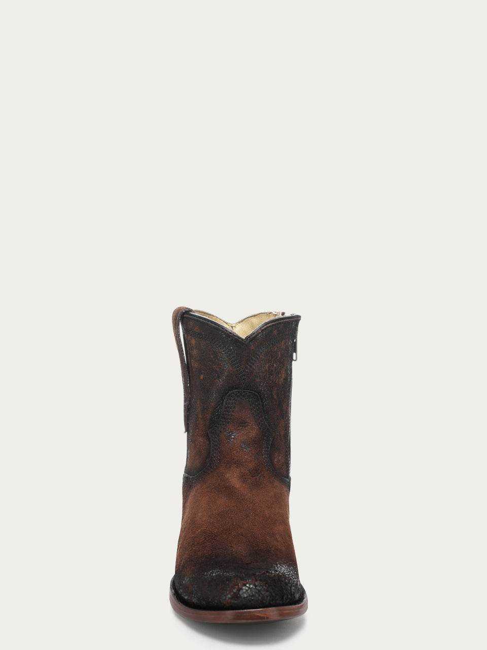 Men's Corral Brown Genuine Leather Boots with Embroidery, a dark brown leather cowboy boot with stitched shaft details and round toe