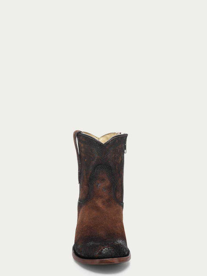 Men's Corral Brown Genuine Leather Boots with Embroidery, a dark brown leather cowboy boot with stitched shaft details and round toe