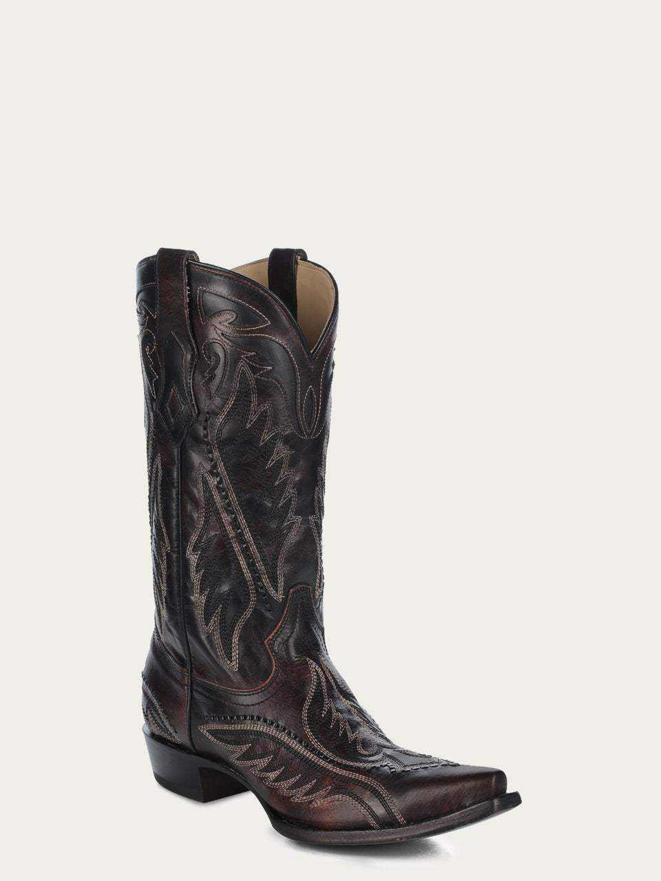 Men's Corral Brown Genuine Leather Boots with Woven Detail with Embroidery