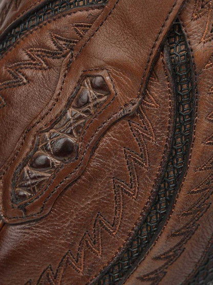 Men's Corral Honey Boots featuring genuine American alligator leather with western embroidery detail in warm honey color