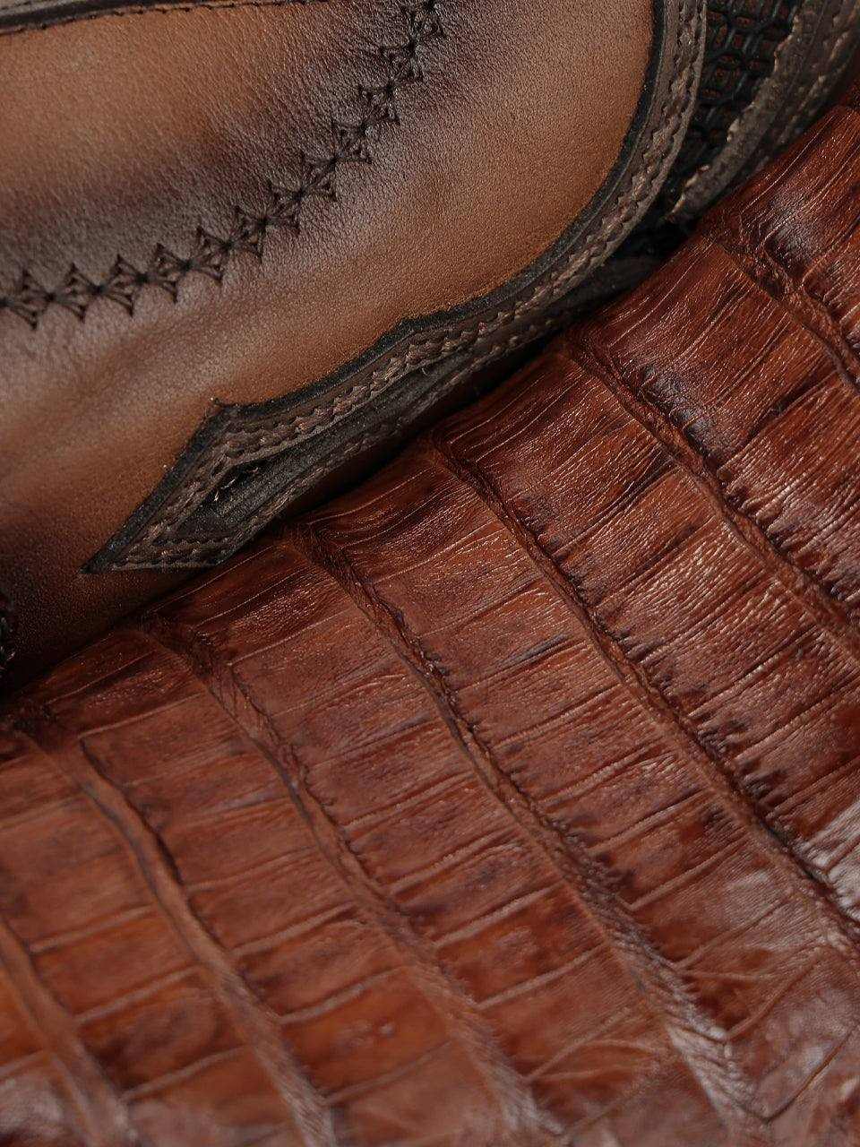Men's Corral Honey Caiman Boots with Inlay & Embroidery showing honey leather and textured caiman panels with stitched inlay