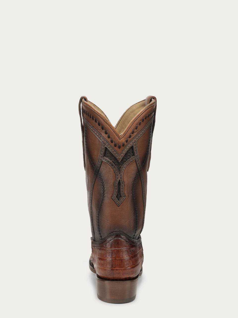 Men's Corral Honey Caiman Boots with Inlay & Embroidery, brown leather cowboy boot with ornate stitched shaft