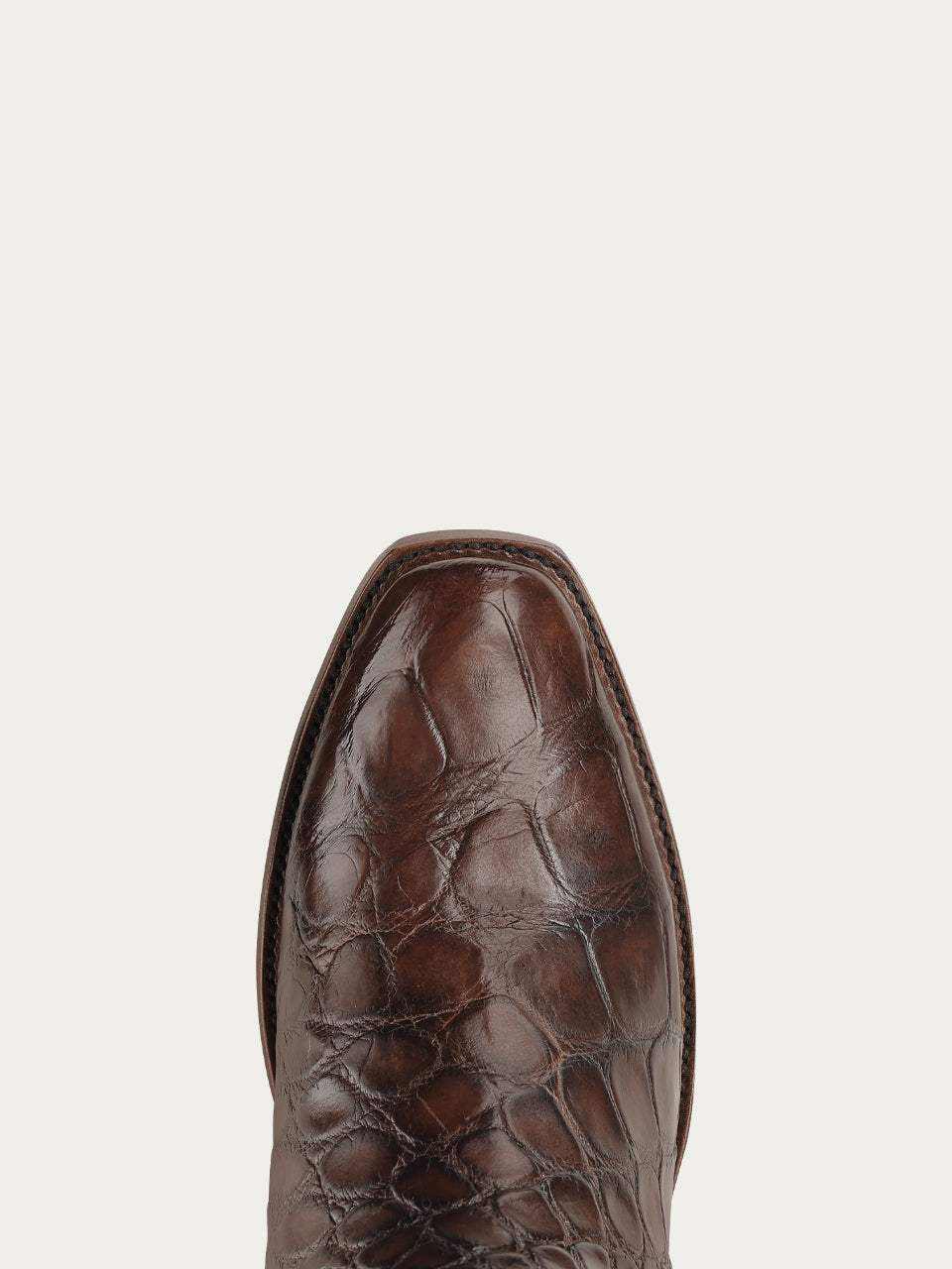 Men's Corral Honey Genuine American Alligator Boots with Inlay featuring brown alligator leather vamp with textured pattern and narrow square toe