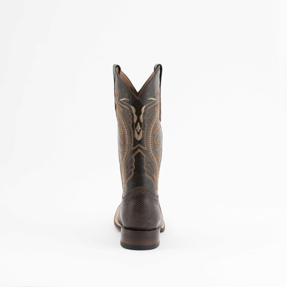 Men's Ferrini Taylor Teju Lizard Boots in brown leather, with textured lizard vamp and decorative stitched shaft