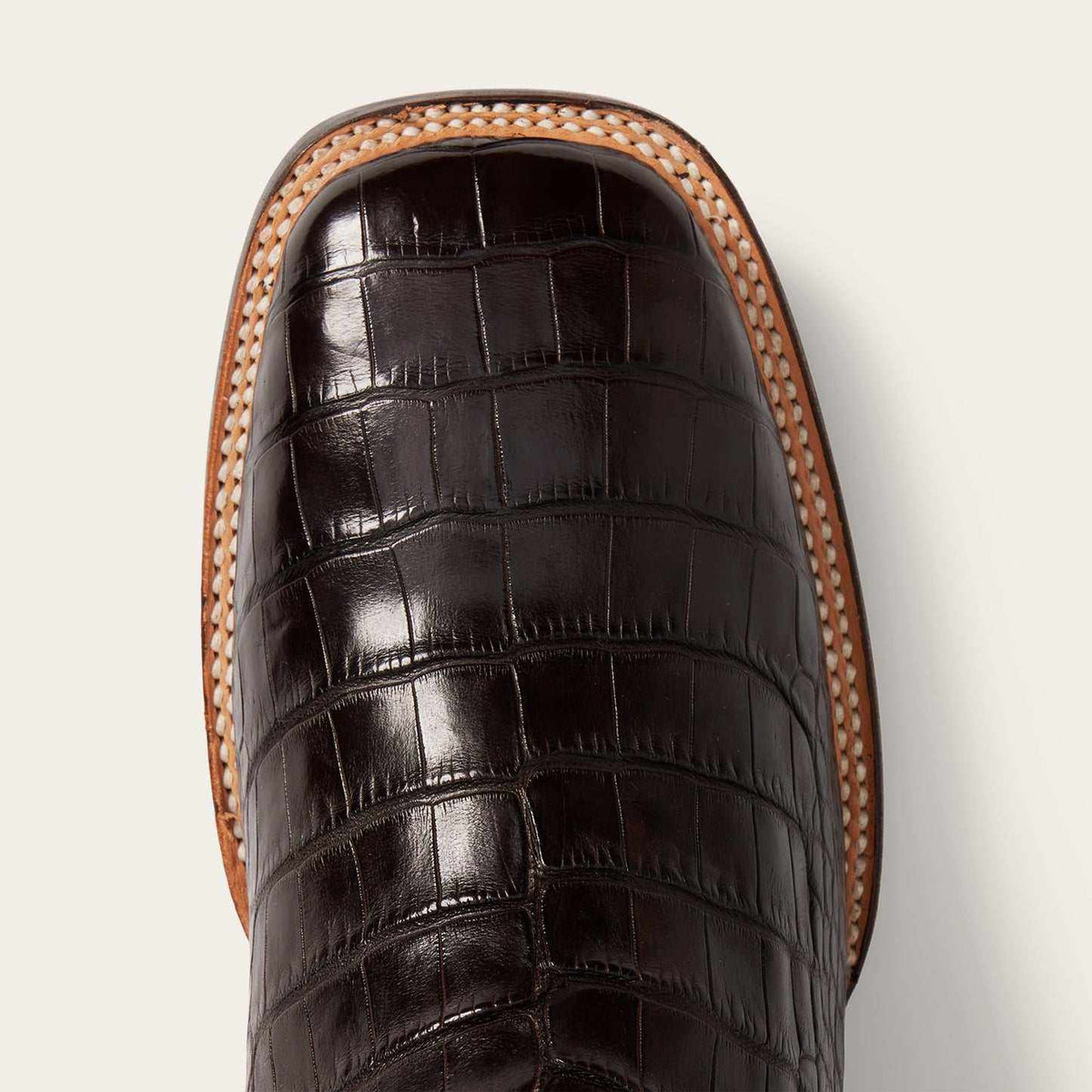 Handcrafted men's Stetson Aces Alligator brown boots with square toe