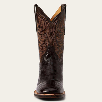 Men's brown Stetson Aces Alligator boots with square toe and Tru-x system