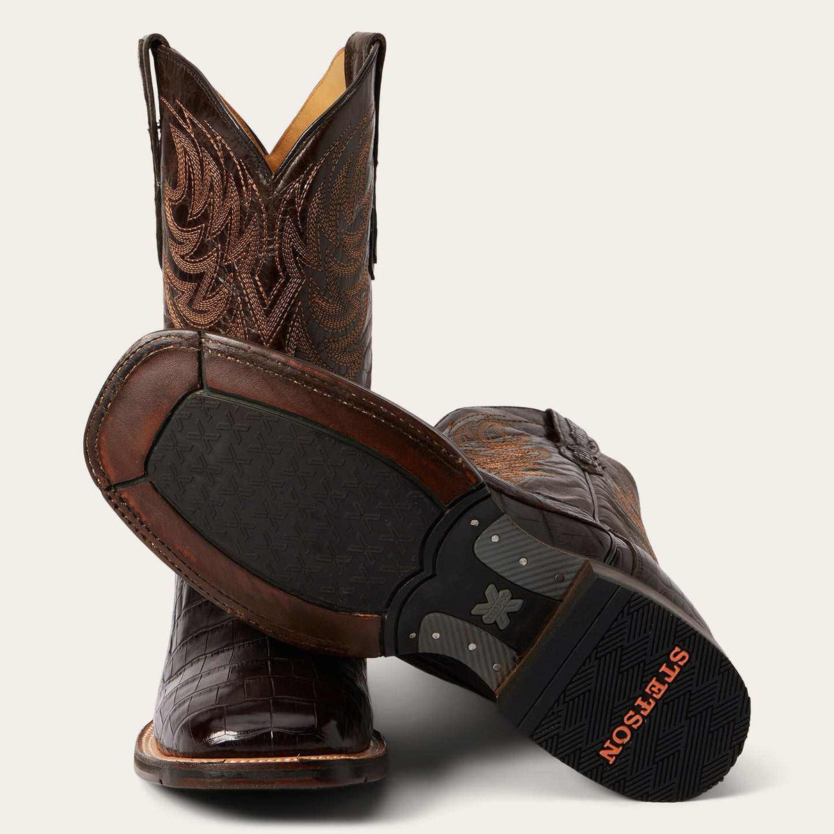 Men's Stetson Aces Alligator brown handcrafted boots with Tru-x system