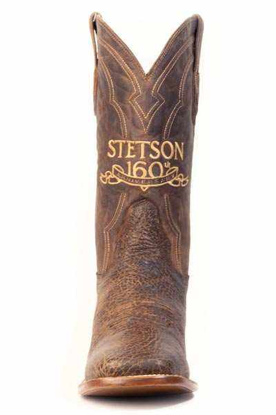 Men's Stetson Barkley Bison Boots handcrafted brown square toe