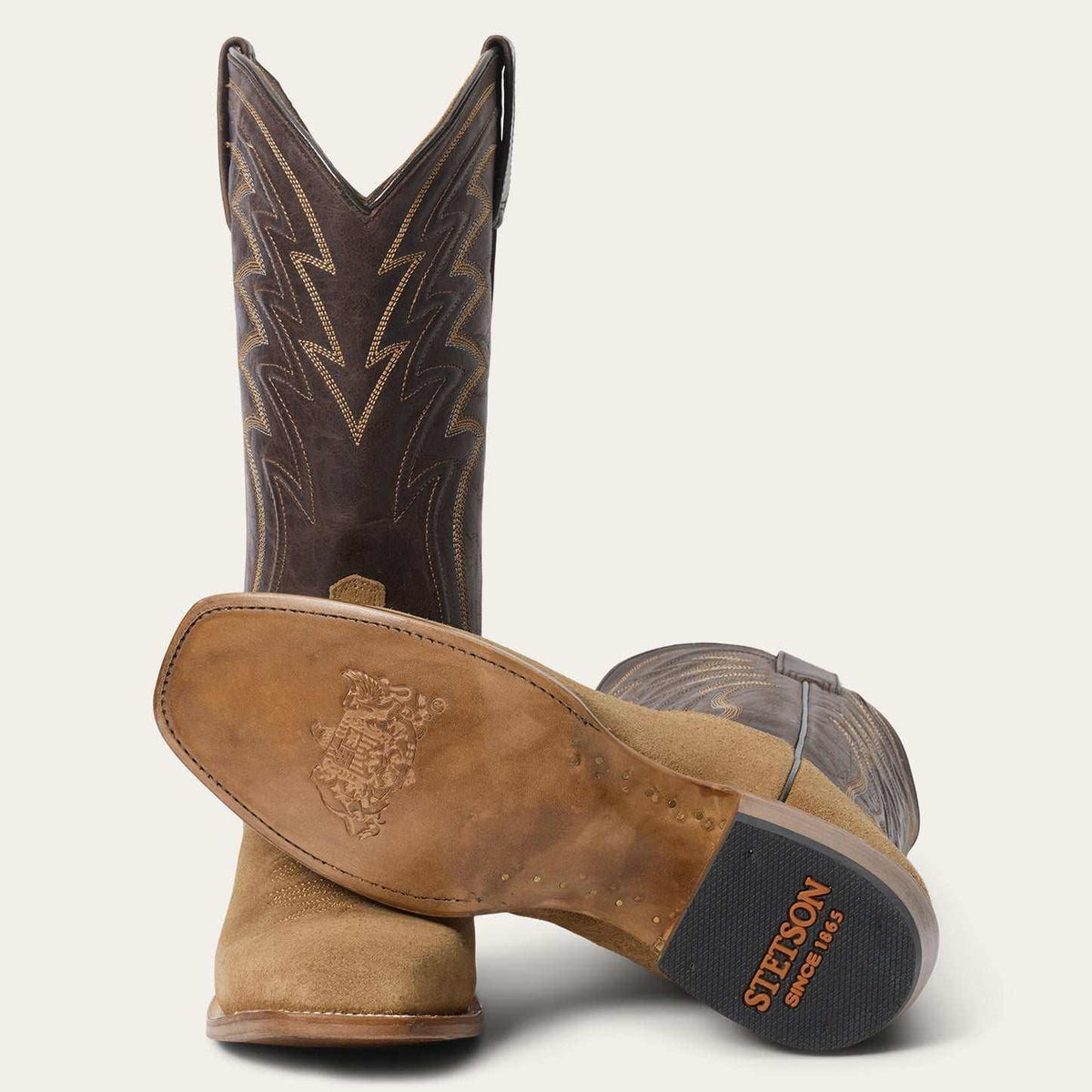 Men's Stetson Baxter tan leather boots handcrafted square toe
