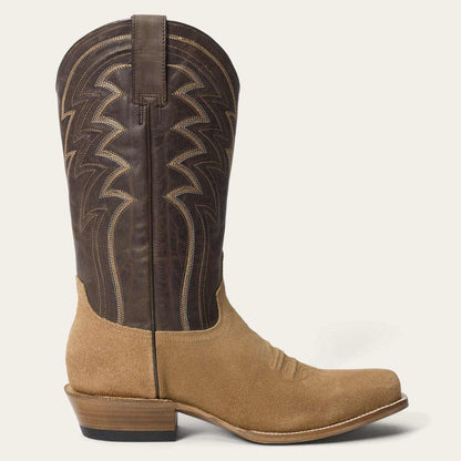 Handcrafted men's Stetson Baxter leather boots tan square toe