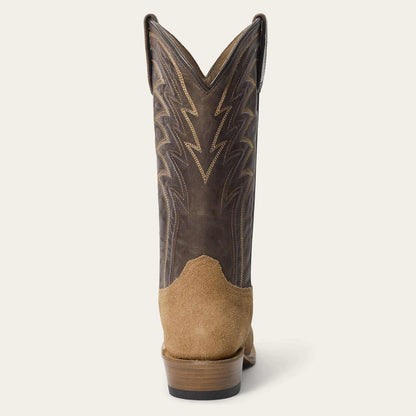 Handcrafted men's Stetson Baxter tan leather boots with square toe and 13-inch shaft