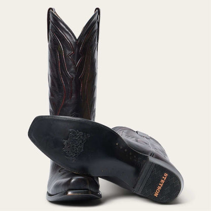 Men's Stetson Brooks goat boots in black cherry handcrafted square toe