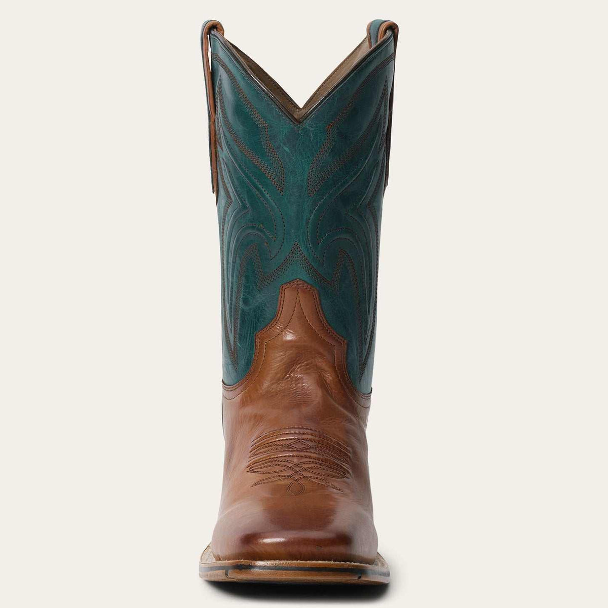 Men's Stetson Calder leather boots brown handcrafted square toe