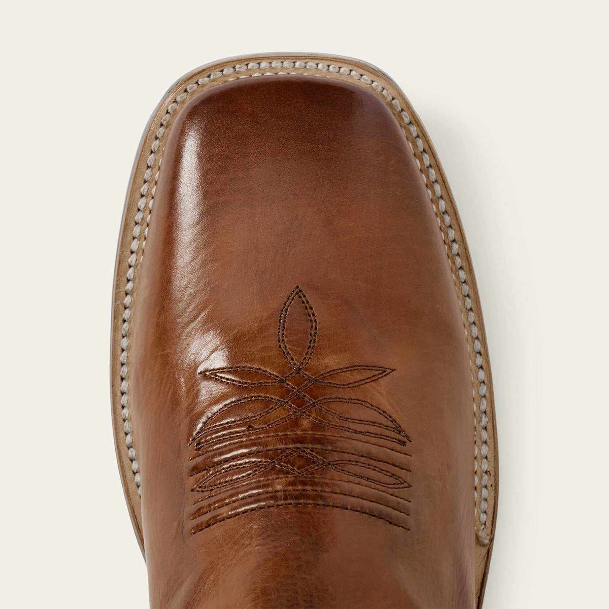 Men's Stetson Calder handcrafted brown leather boots with square toe