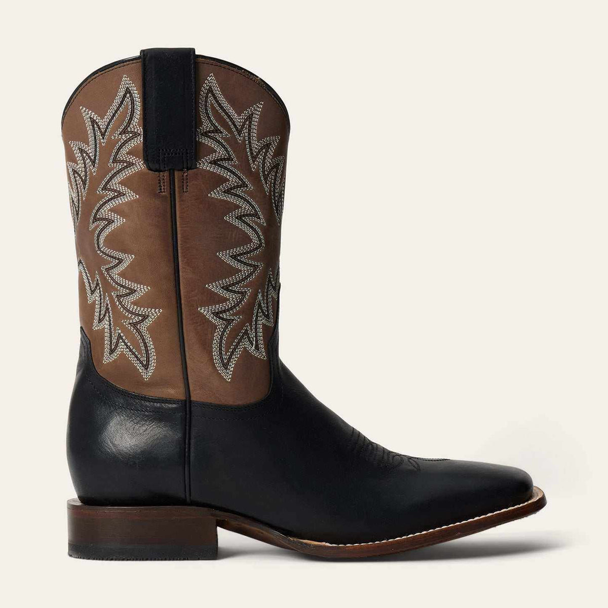 Handcrafted men's Stetson Cole boots black square toe leather
