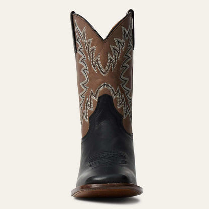 Men's handcrafted black Stetson Cole boots with square toe