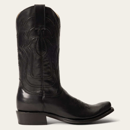 Black handcrafted men's Stetson Garrett boots with square toe