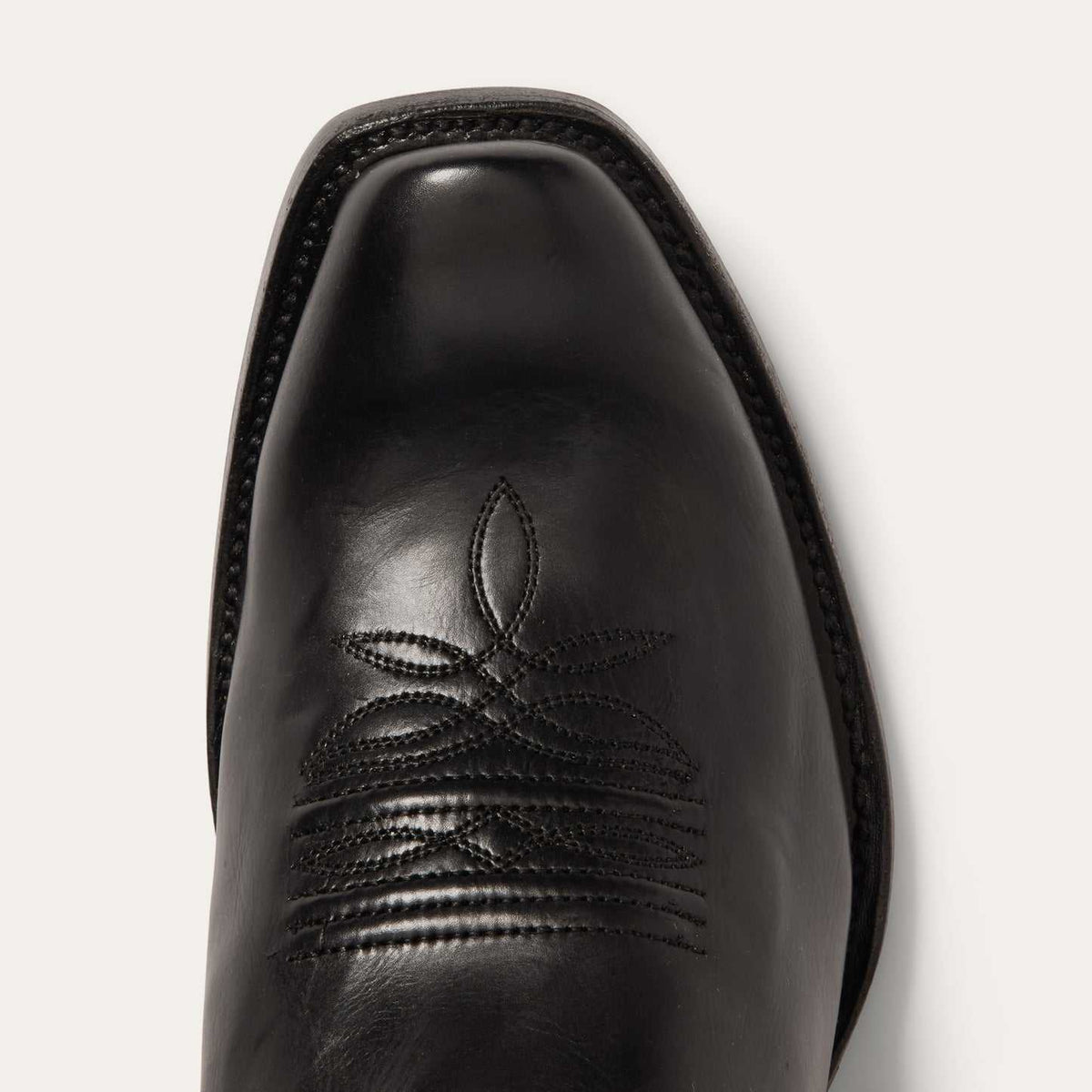 Handcrafted men's Stetson Garrett black leather boots with square toe