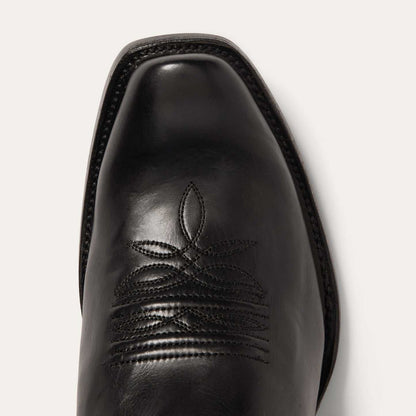 Handcrafted men's Stetson Garrett black leather boots with square toe