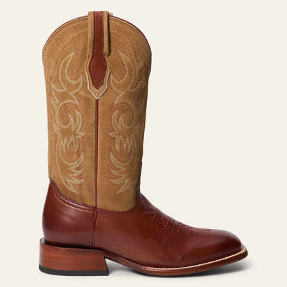 Handcrafted men's Stetson Jasper boots brown leather with tan suede shaft