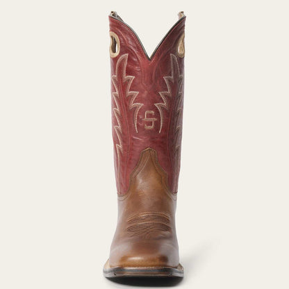 Men's Stetson Laramie handcrafted brown leather square toe boots