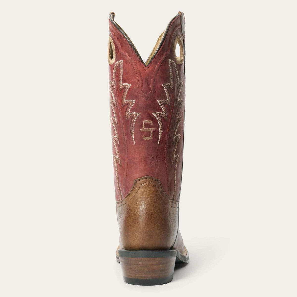 Men's Stetson Laramie brown leather cowboy boots with square toe and pull holes