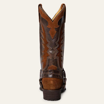 Men's Stetson Outlaw brown biker boots with lug sole