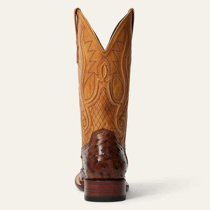 Men's Stetson Ozzy Ostrich Boots tobacco color handcrafted leather