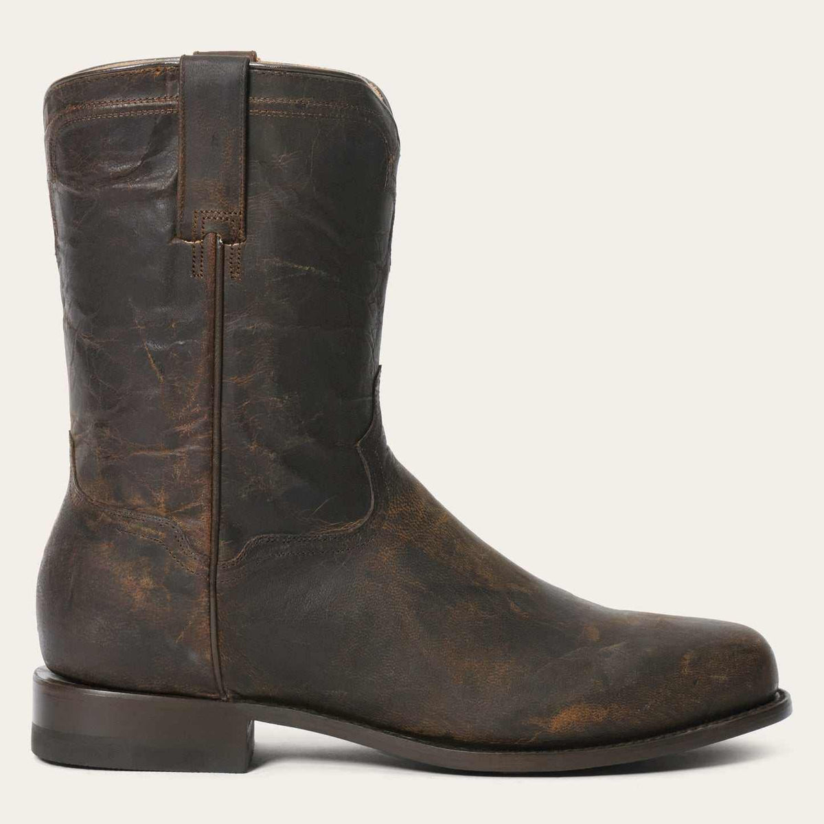 Men's Stetson Puncher goat boots handcrafted brown leather cowboy boots