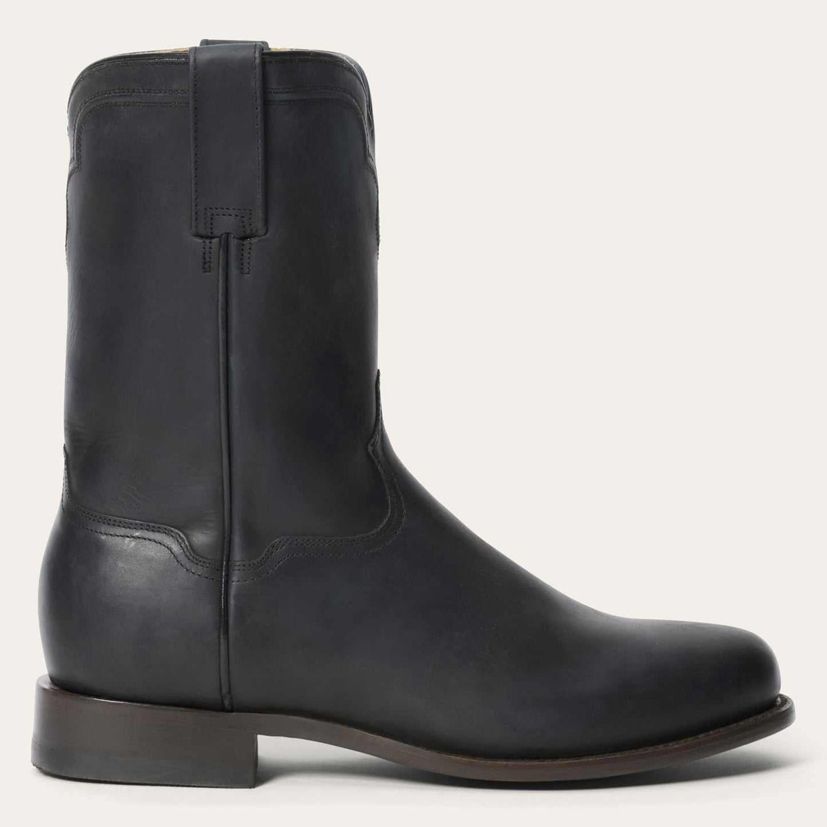 Men's Stetson Puncher Roper black leather boots handcrafted round toe