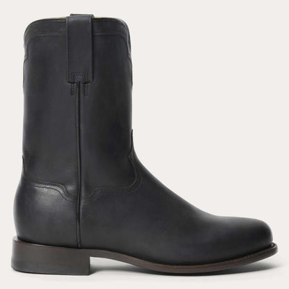 Men's Stetson Puncher Roper black leather boots handcrafted round toe