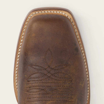 Men's tan leather Stetson Waylon handcrafted cowboy boots with square toe