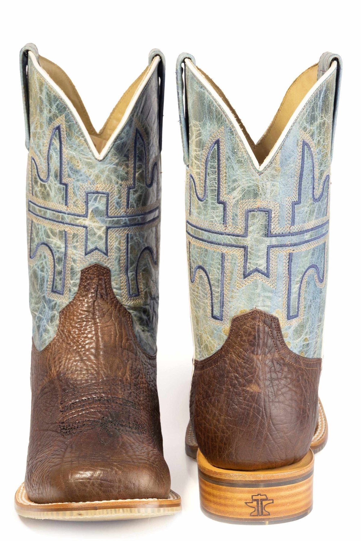 Men's Tin Haul No Bullsh T brown leather boots with see-through sole