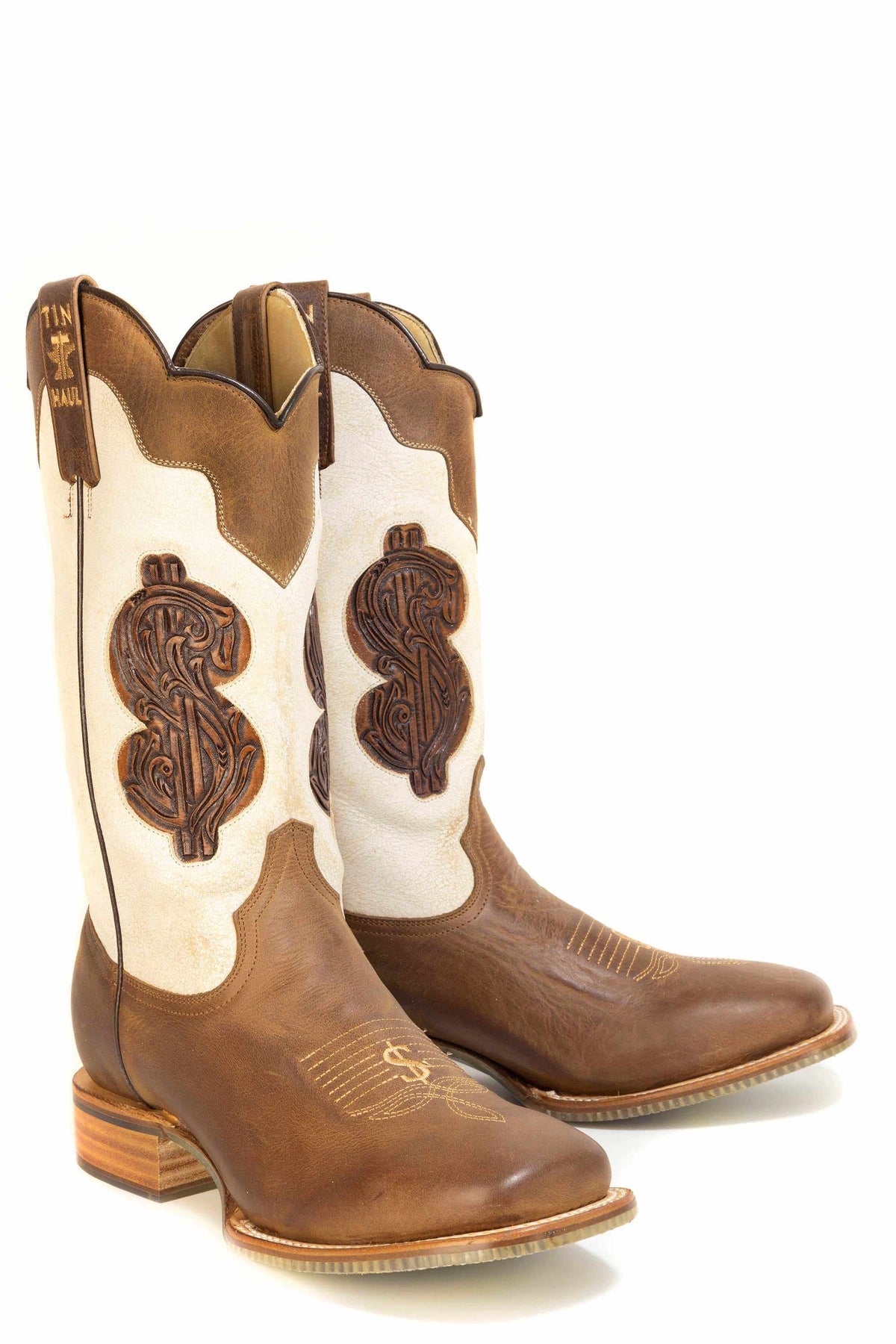 Men's Tin Haul Rich & Rowdy tan leather boots with Buckwild sole