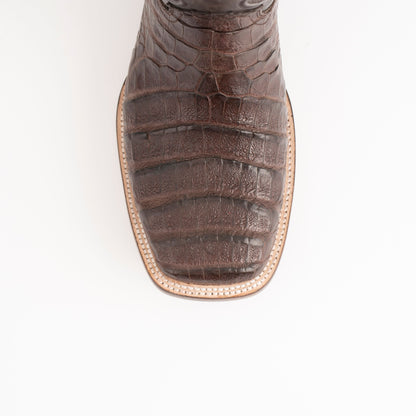 Men's Ferrini Dakota Caiman Belly Boots Handcrafted Chocolate - yeehawcowboy
