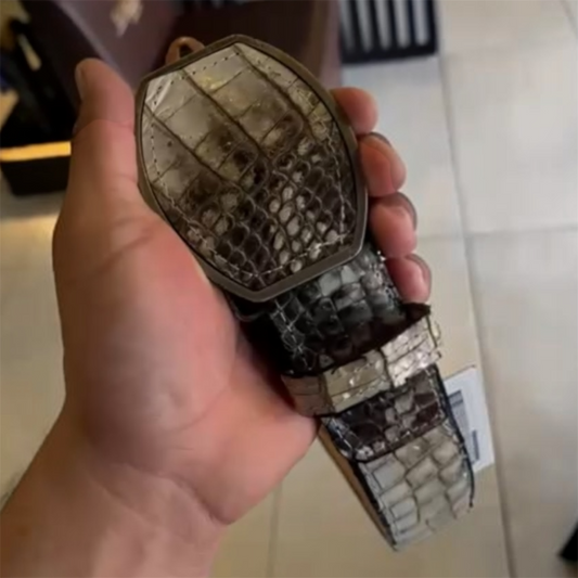 handmade natural american alligator belt with removable buckle