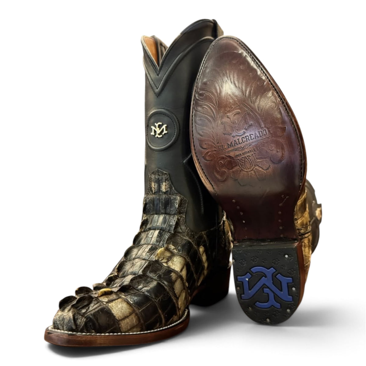 Men's El Malcreado Natural Genuine American Alligator Tail Boots Handmade